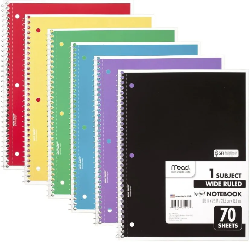 Top Rated Notebook: Spiral, 70-Page, Wide Ruled, Assorted Colors (Carton of 24)