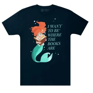 One Day Deal Princess Ariel: I Want to be Where the Books Are T-Shirt (Adult Small) (Carton of 30 Shirts)