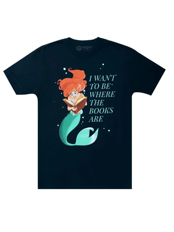 One Day Deal Princess Ariel: I Want to be Where the Books Are T-Shirt (Adult Small) (Carton of 30 Shirts)