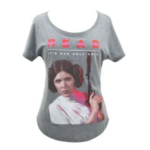 Latest Star Wars: Princess Leia READ Relaxed Fit T-Shirt (Women's Medium) (Carton of 30 Shirts)
