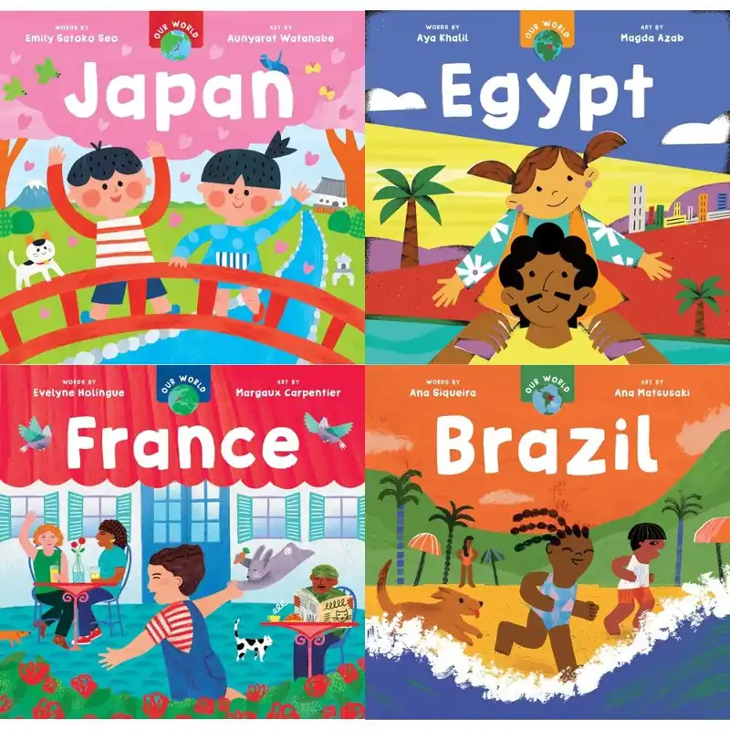 Our World Set #1: Japan, Egypt, France, Brazil (Collection of 12 Board Books) Reduced Price